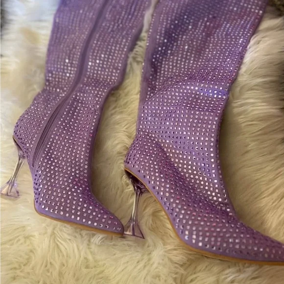 Mata Shoes Purple Sparkle Heeled Boots - Picture 3 of 3